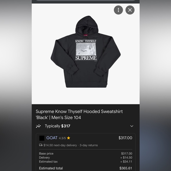 Authentic Supreme Know Thyself Hoodie | Black | Size M - Picture 8 of 9